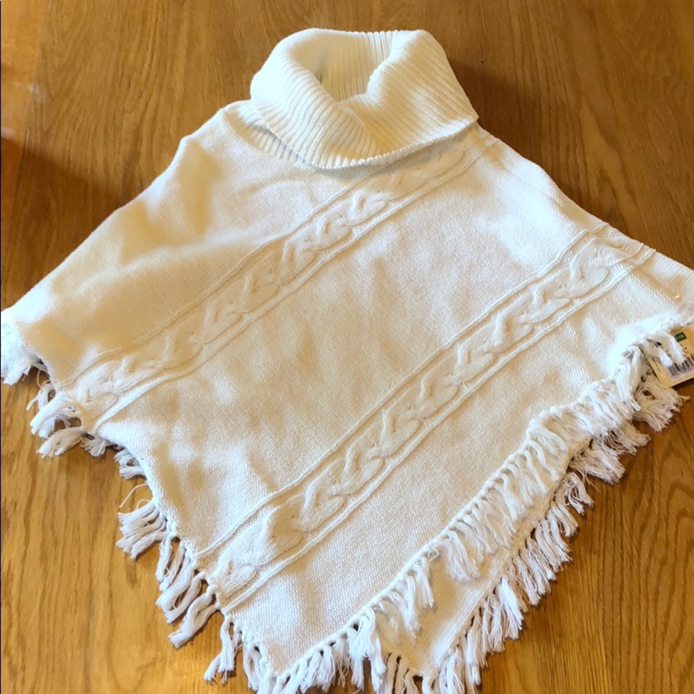 NWT Girls Cable Poncho Sweater M